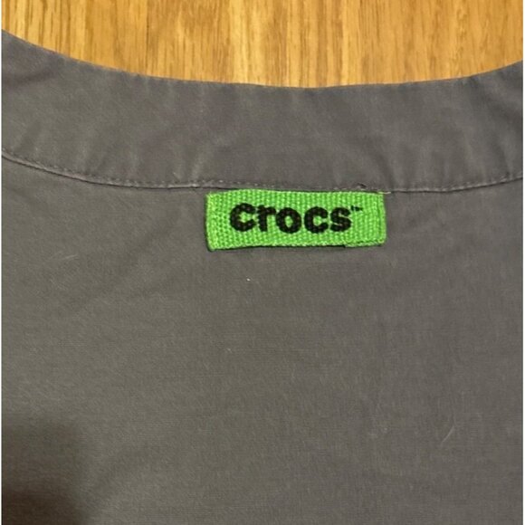 Crocs Medical Apparel XXLT Charcoal Grey Short Sleeve V-Neck Scrub Top With Pock - Picture 5 of 7